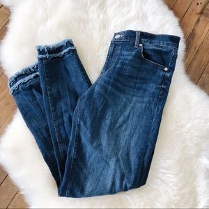 Loft high waisted double frill hem denim jeans